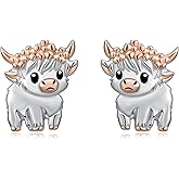 925 Sterling Silver Highland Cow Stud Earrings Hypoallergenic Jewelry Gifts for Women