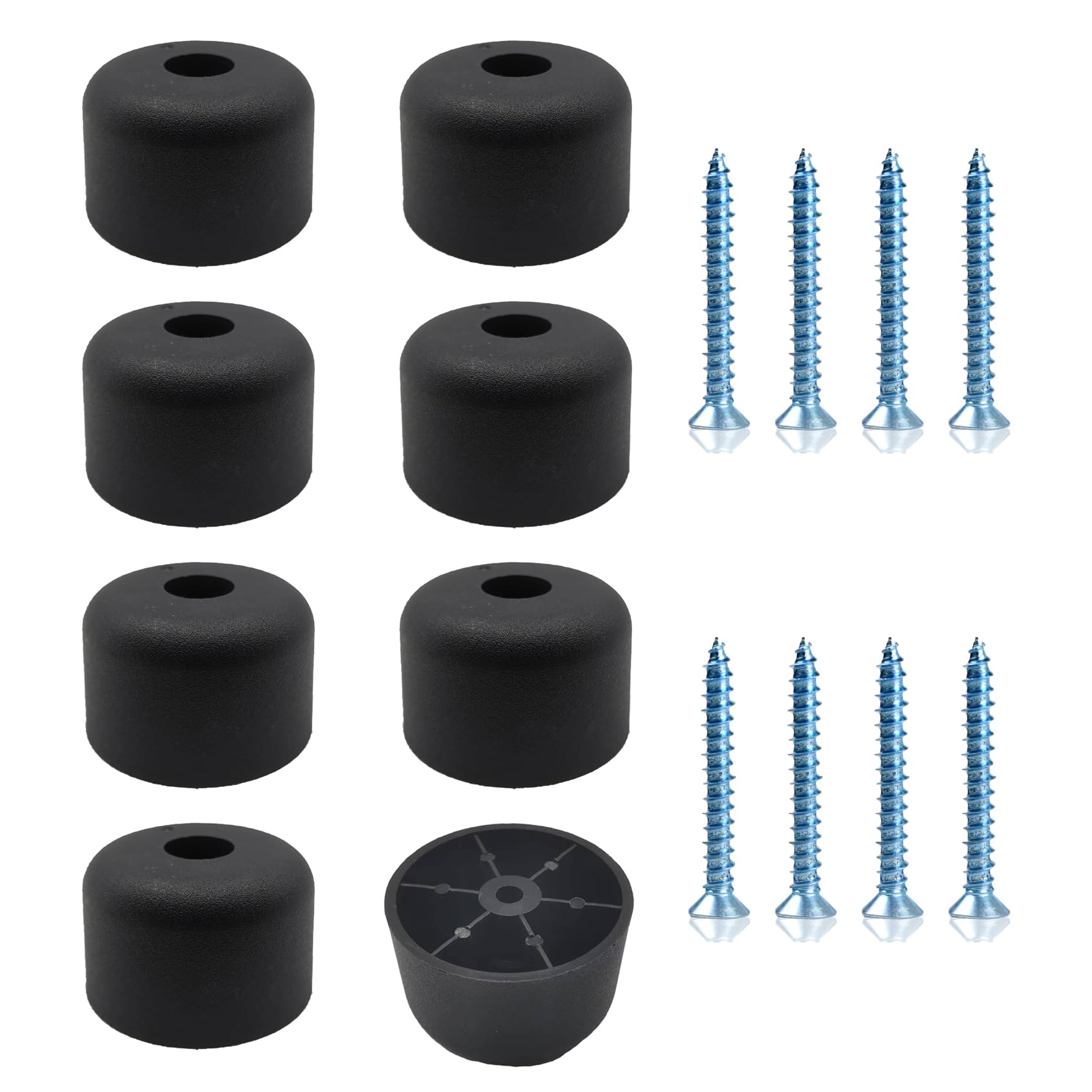 Pafnisoin Furniture Feet Black 8 PCS Round Ø 50 x H 30 mm Plastic Feet for Cabinet, Sofa, Chair
