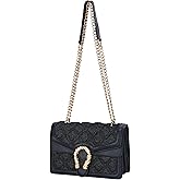 Leather Shoulder Bag Chain Purse for Women - Fashion Crossbody Bags Vintage Snake Print Underarm Bag Square Satchel Handbag
