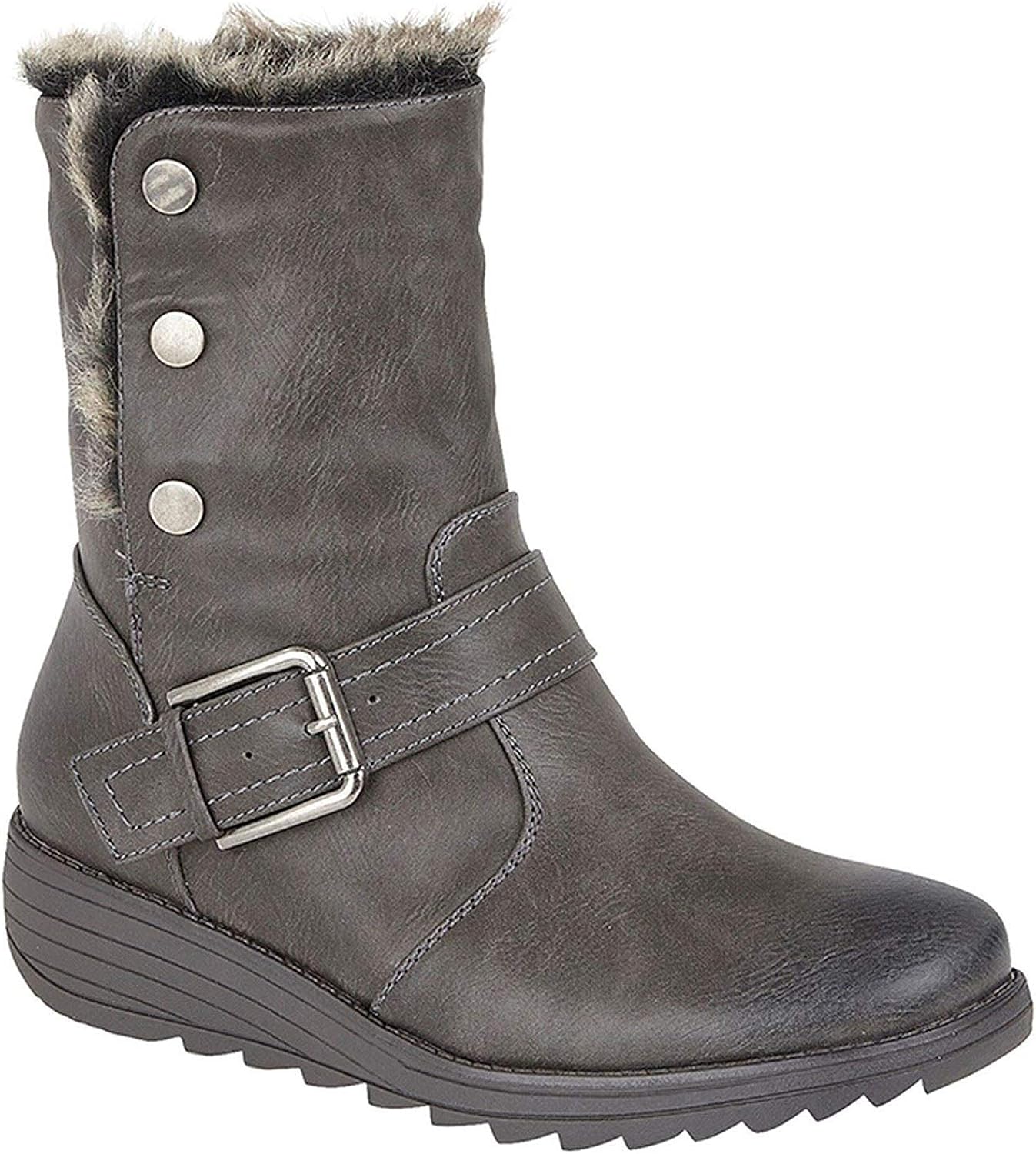 black boots with grey fur