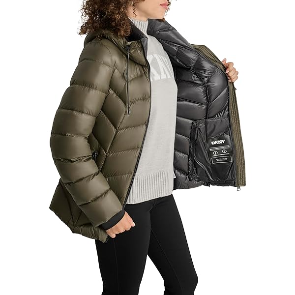 DKNY WOMEN’S OUTERWEAR,LODEN,LARGE