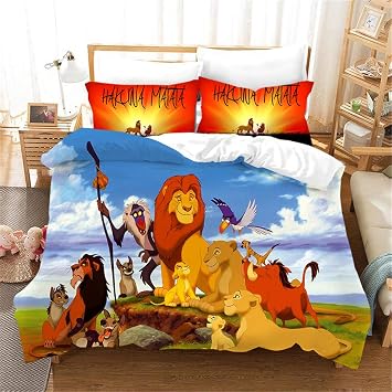 Ea Sdn Le Roi Lion Parure De Lit Housse De Couette Polyester Parure De Lit 3 Pieces En Microfibre Pour Enfant Lion 11 0 X 0 Cm Amazon Fr Cuisine Maison