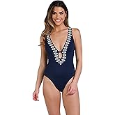 La Blanca Women's One Piece Swimsuit Plunge Tummy Control Bathing Suit