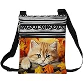 LiuenMgg Floral Cat Croosbody Bag for Women