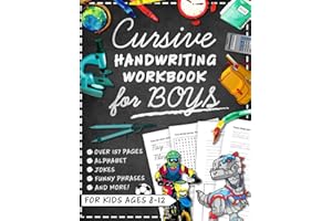 Cursive Handwriting Workbook for Kids Ages 8-12 with Jokes & Riddles for Boys: Penmanship Practice Paper and Script Writing B