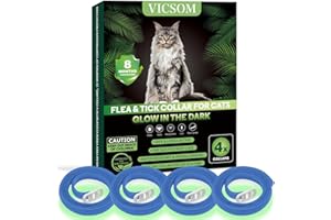 VICSOM 4 Pack Flea Collar for Cats, Cat Flea and Tick Collar Glow in Dark, 8 Months Prevention Cat Flea and Tick Treatment, Waterproof Adjustable Cat Flea Collar, Tick and Flea Collar for Kitten Cat