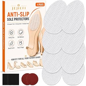 JEJIEFI Non Slip Shoe Pads, 8PCS Anti Slip Shoe Grips on Bottom of Shoes, Self Adhesive Clear Sole Protectors for Heels, Boot