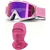immoono Motorcycle Goggles with Balaclava for Women Girls, Dirt Bike ATV Motocross Riding Racing Ski Goggle Safety Glasses