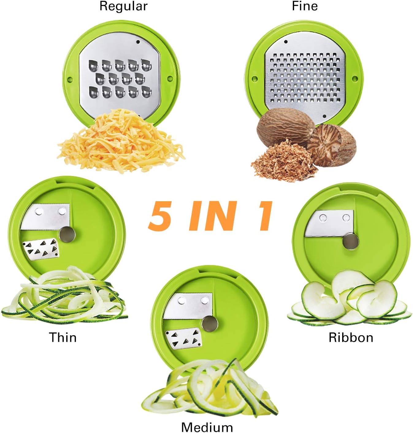ADORIC Handheld Spiralizer Vegetable Slicer, 5 in 1 Heavy Duty Veggie