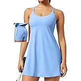 Ewedoos Athletic Tennis Dress for Women with Shorts Underneath Easy Peezy U Neck Adjustable Straps Active Workout Dress