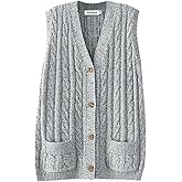 Aeneontrue Women's Sweater Vest Sleeveless Button Down Knitted Cardigan Outwear with Pockets