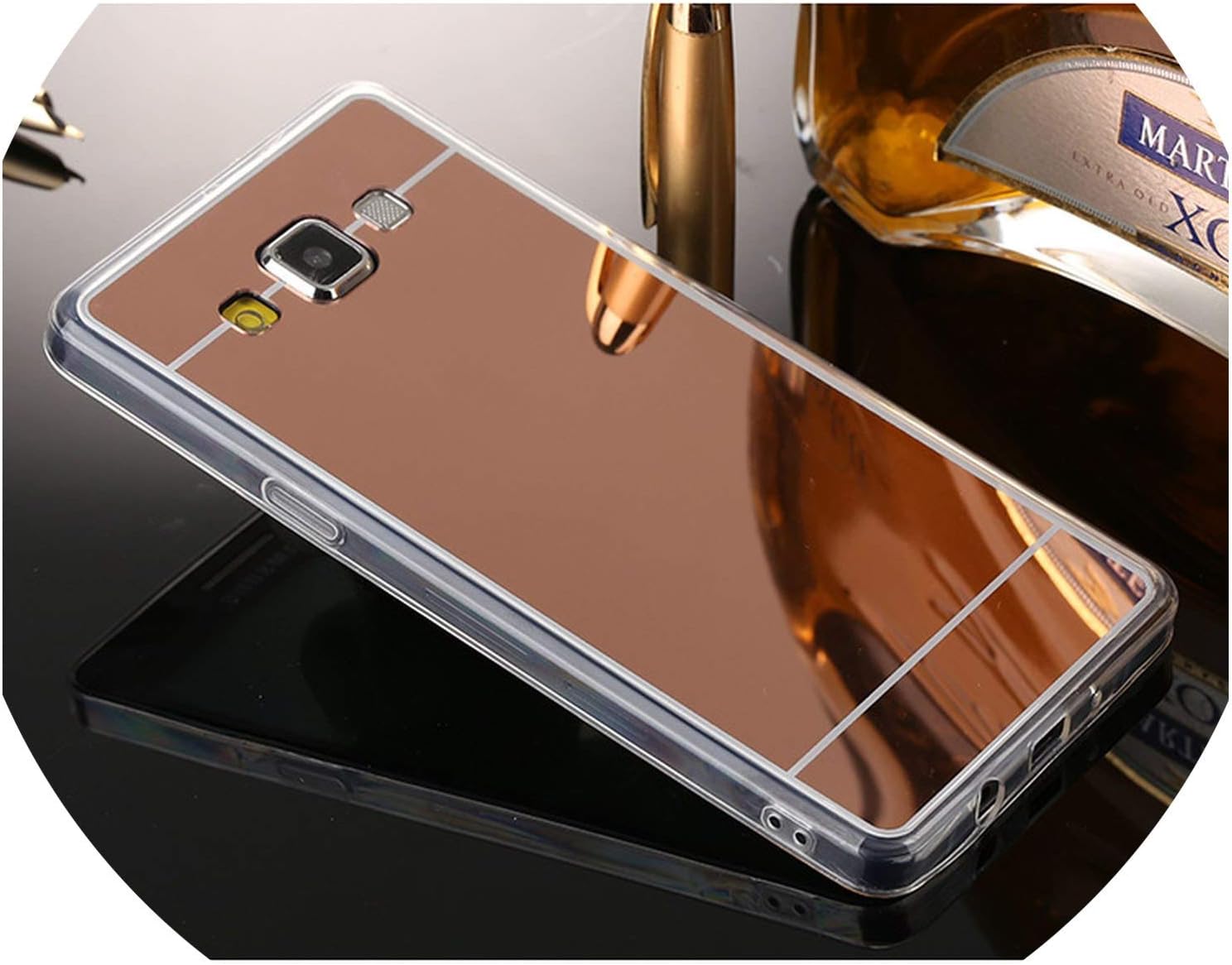 Mirror Protector Cover Case for Samsung S6 S7 Edge A7 J3 J5 J7 2016 Grand Prime G530 Note 3 4 5 S9 Electroplating,Rose Gold,for Samsung S6