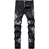 Baylvn Men's Casual Printed Slim Fit Jeans Skinny Denim Pants