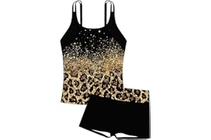 RAISEVERN Girls Swimsuit 2 Piece Bathing Suits for Teens Cute Summer Tankini Short for Size 7-16