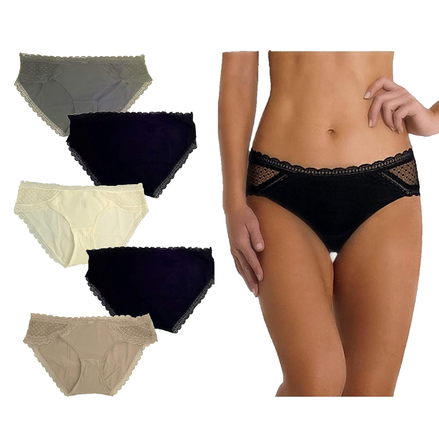 Buy It Se Bit Se Lace Inset Bikini Ladies Panties 5 Pk, S Size(Color