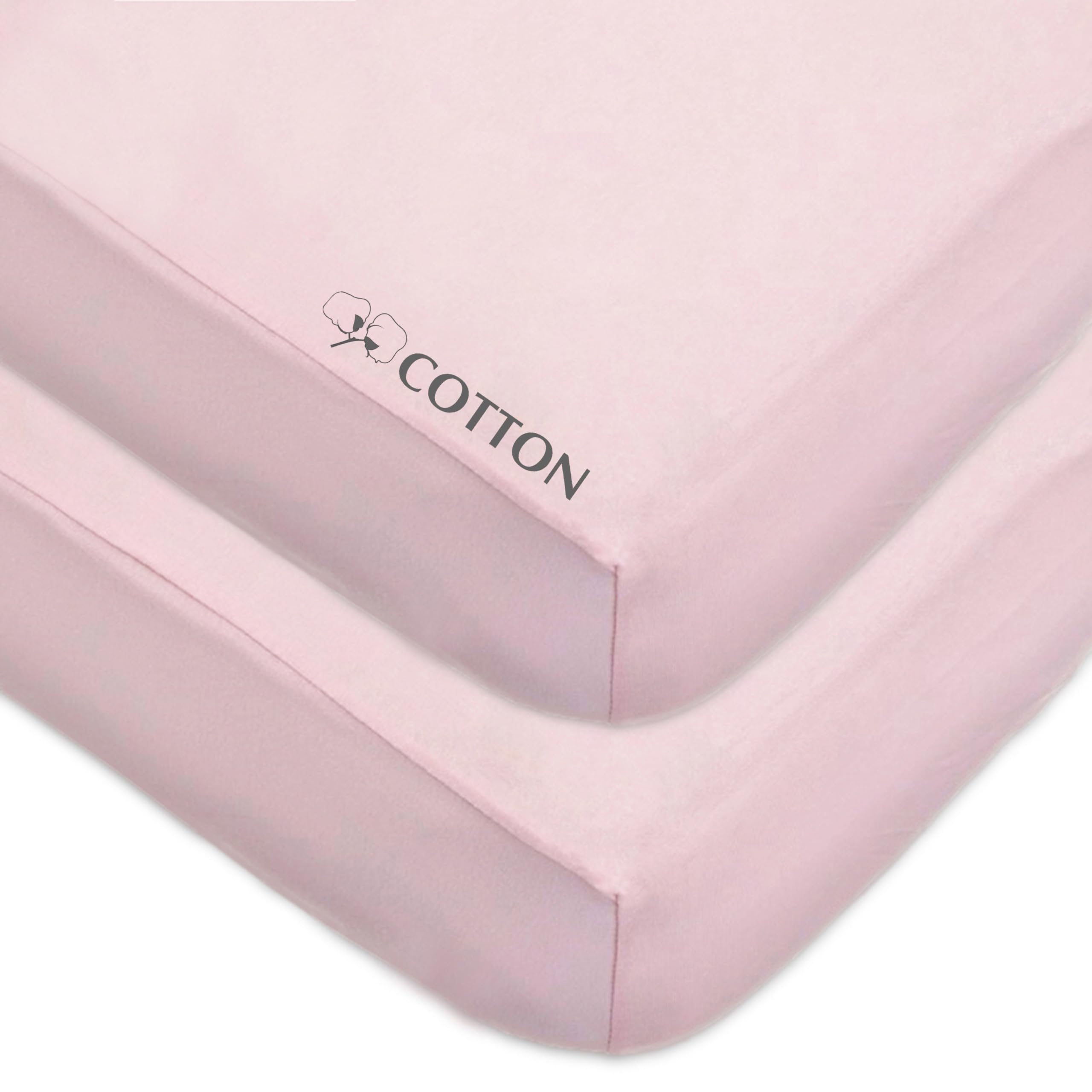 Photo 1 of American Baby Company 2 Pack Fitted Crib Sheets 28" x 52", Soft Breathable Neutral 100% Cotton Jersey Sheet, Pink, for Boys and Girls, Fits Crib and Toddler Bed mattresses