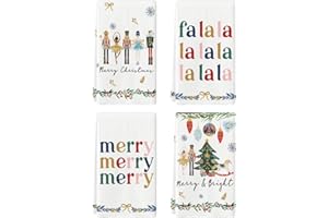 Artoid Mode Nutcrackers Xmas Balls Tree Merry Christmas Kitchen Towels Dish Towels, 18x26 Inch Winter Holiday Decoration Hand Towels Set of 4