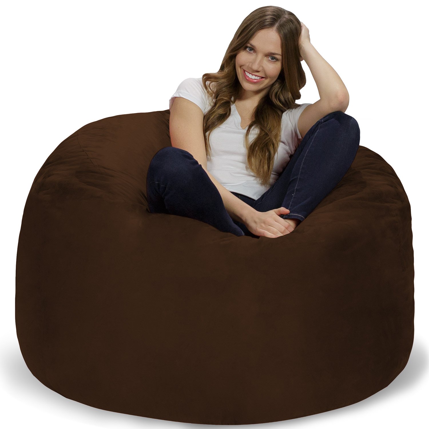 Photo 1 of Chill Sack Bean Bag Chair Cover, 4-feet, Microsuede -Chocolate