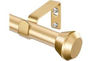 Gold Curtain Rod 32 to 58 Inch, HOTOZON 3/4 Inch Heavy Duty Curtain Rods for Windows, Decorative Single Drapery Rod with Diamond Finials