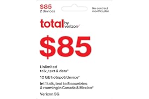 TOTAL WIRELESS Total by Verizon $85 - Unlimited Talk and Text, 5G Data and HS / 2-Line Plan/Monthly