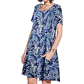 JollieLovin Plus Size Summer T-Shirt Casual Dresses for Curvy Women Flowy Swing