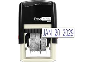 ExcelMark 7820 Self-Inking Rubber Date Stamp – Great for Shipping, Receiving, Expiration and Due Dates (Blue Ink)
