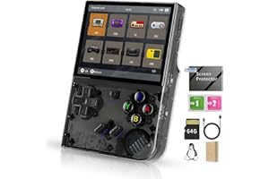 DAXCEIRRY RG35XX Plus Retro Handheld Game Console 3.5 inch IPS Screen 3300mAh Battery Linux Players Built-in 64G Card 5515 Classic Games Support Wireless Wired Controller (RG35XX Plus BlackTP)