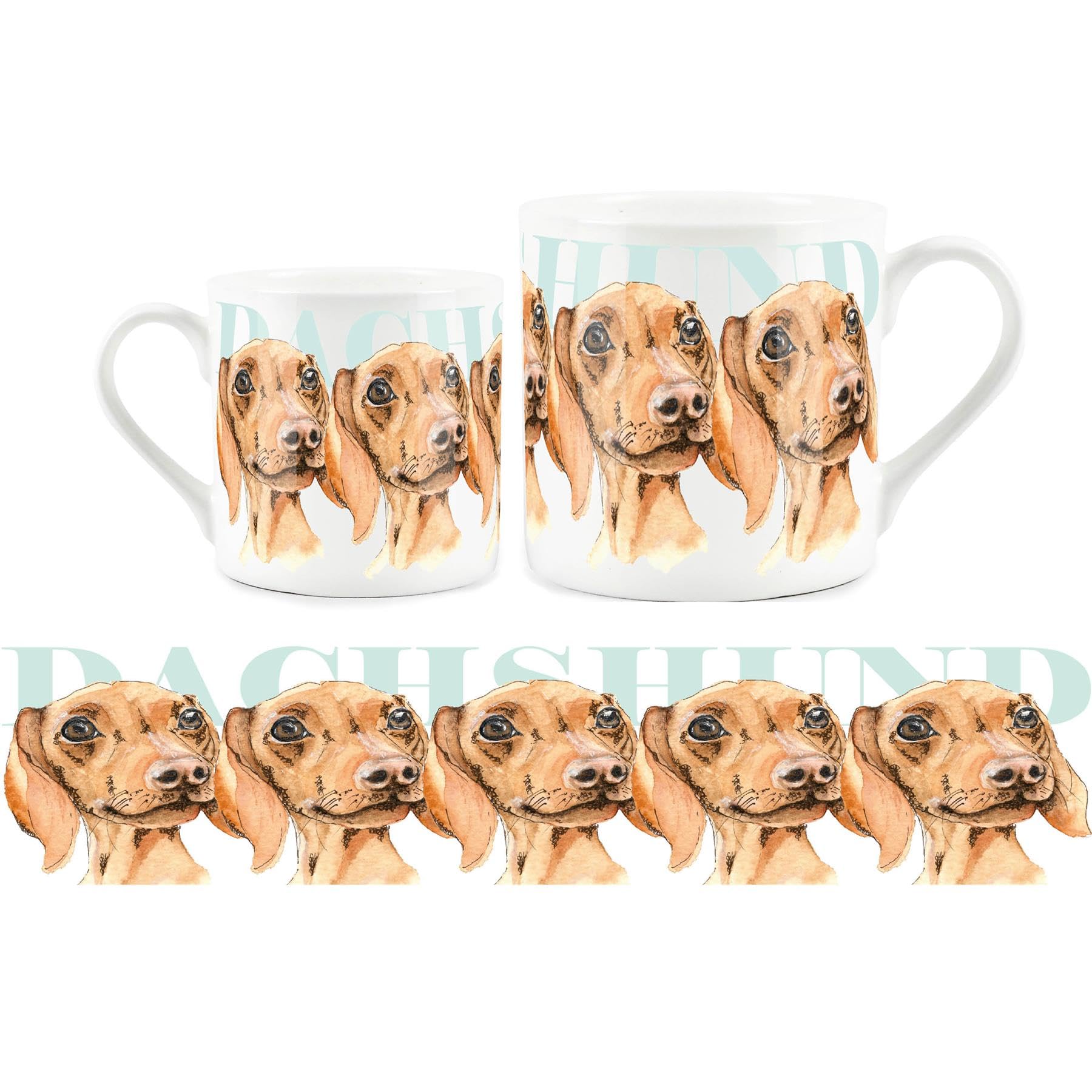Dachshund Gift Mug - Sausage Dog Layered Effect Gift Present - Bone China Tea/Coffee Cup