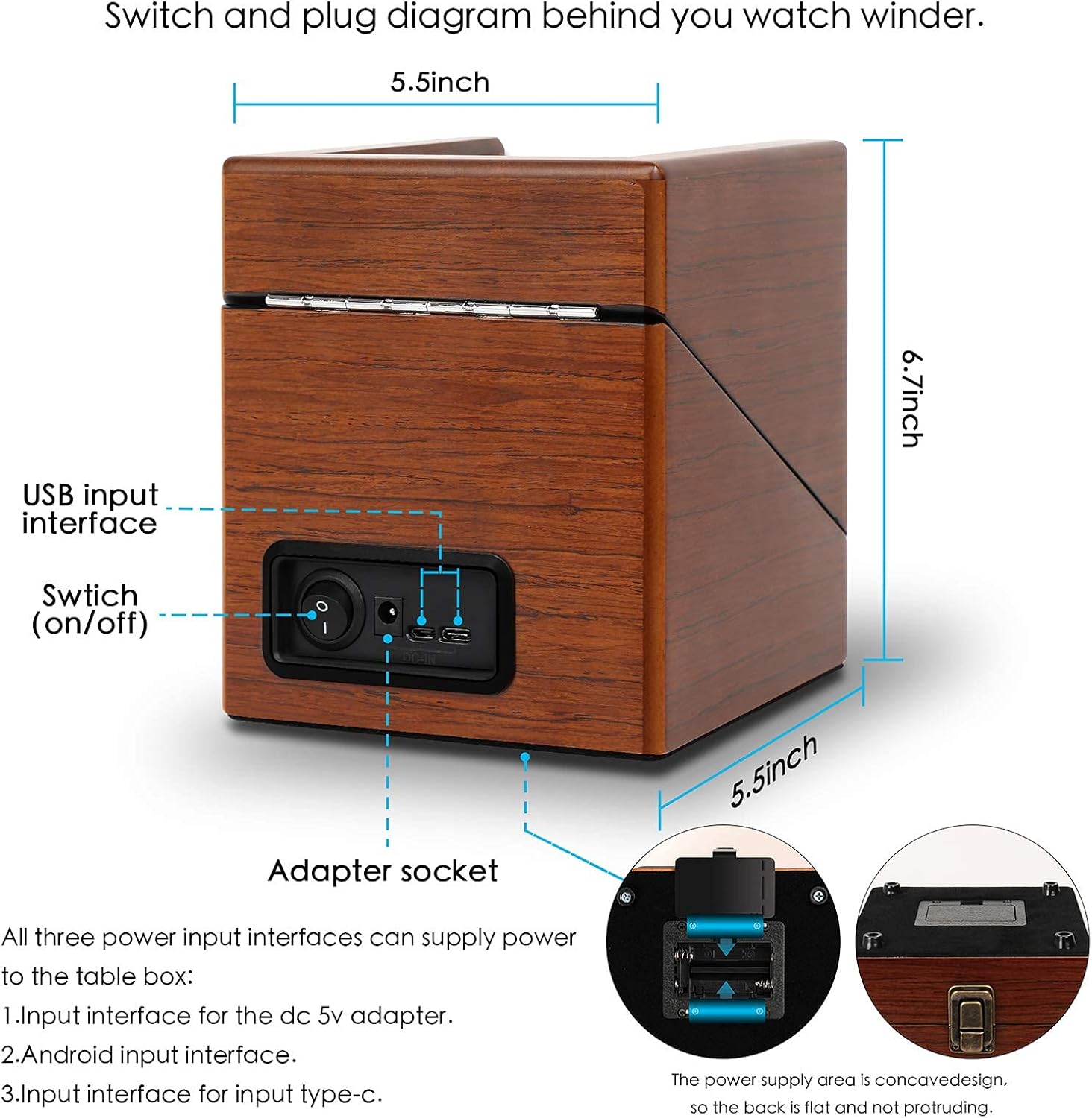 Wooden Watch Winder for Automatic Watches with Lock Super Quiet Motor Watch Winder Box Single: Sen Moer: Watches