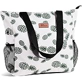 Buringer Large Waterproof Beach Bag for Women Sandproof Tote Bag with Zipper and Pockets Pool Bag for Travel Gym Vacation