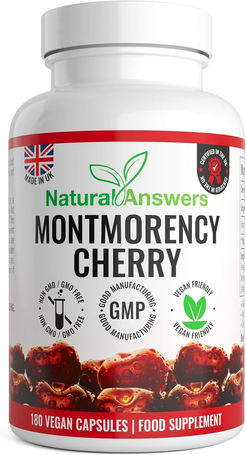 180 Montmorency Cherry Vegan Friendly Capsules, High Strength 1100mg Montmorency Cherries