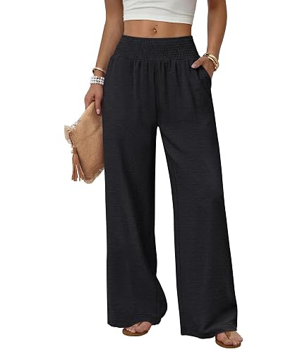 Sampeel Pantalones De Lino para Mujer 2026 Palazzo Wide Leg Petite