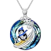 POTOPYY Penguins Necklace for Women 925 Sterling Silver Penguins Pendant Jewelry Christmas Birthday Gifts for Women Sister Daughter