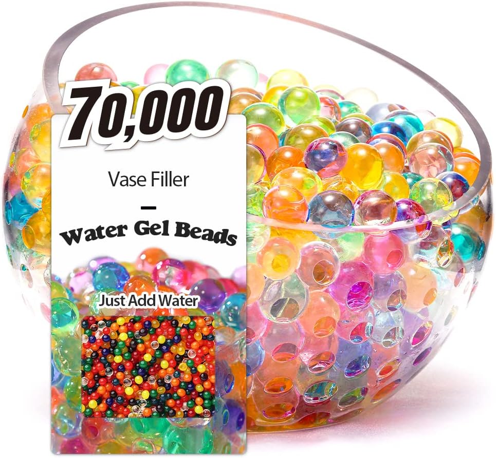 Vase Fillers - NOTCHIS 70,000 Water Gel Beads for Vases, Mix Color Gel Water Pearls Bead for Vase Filler, Floating Beads Pearls, Floating Candles, Wedding Centerpiece Floral Decorations