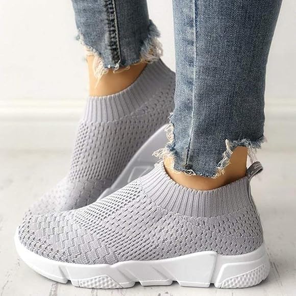 breathable elastic cloth sneakers platform slip on sneakers