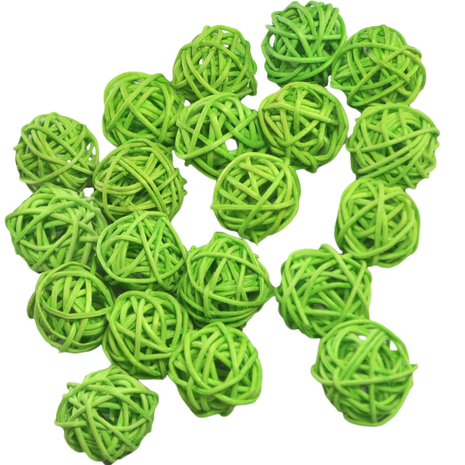 Ougual Natural Wicker Rattan Balls Table Wedding Party Hanging Wobble Ball Christmas Decoration (3cm, 20pcs, Green)