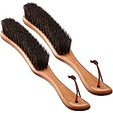 Bokon 2 Pcs Lint Brushes for Clothes with 100% Soft Horse Hair Bristle Beech Wood Handle Natural Reusable Garment Brush Lint Remover for Hat Wool Coats Suits Cashmere Velvet Furniture Pet Hair Shoe
