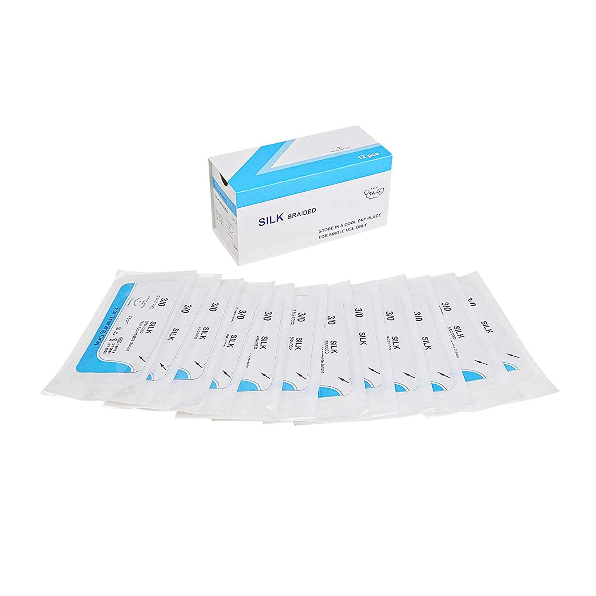Silk Suture Thread (12 Pack) | Best Suture Practice Thread | For Medical Students, Doctors, Dental, Nurses and Veterinarians | Silk 3/0 Suture Thread | Suture Kit Add-on