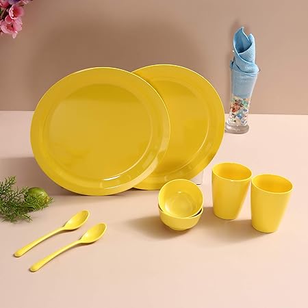 Iveo Melamine Dinner Set, 8-Pieces, Yellow