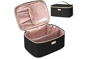 BAFAMYE 5L Travel Makeup Bag, Portable Cosmetic Bag for Women, Large Capacity Travel Toiletry Accessories Organizer case with Divider, Black 1.34 GAL