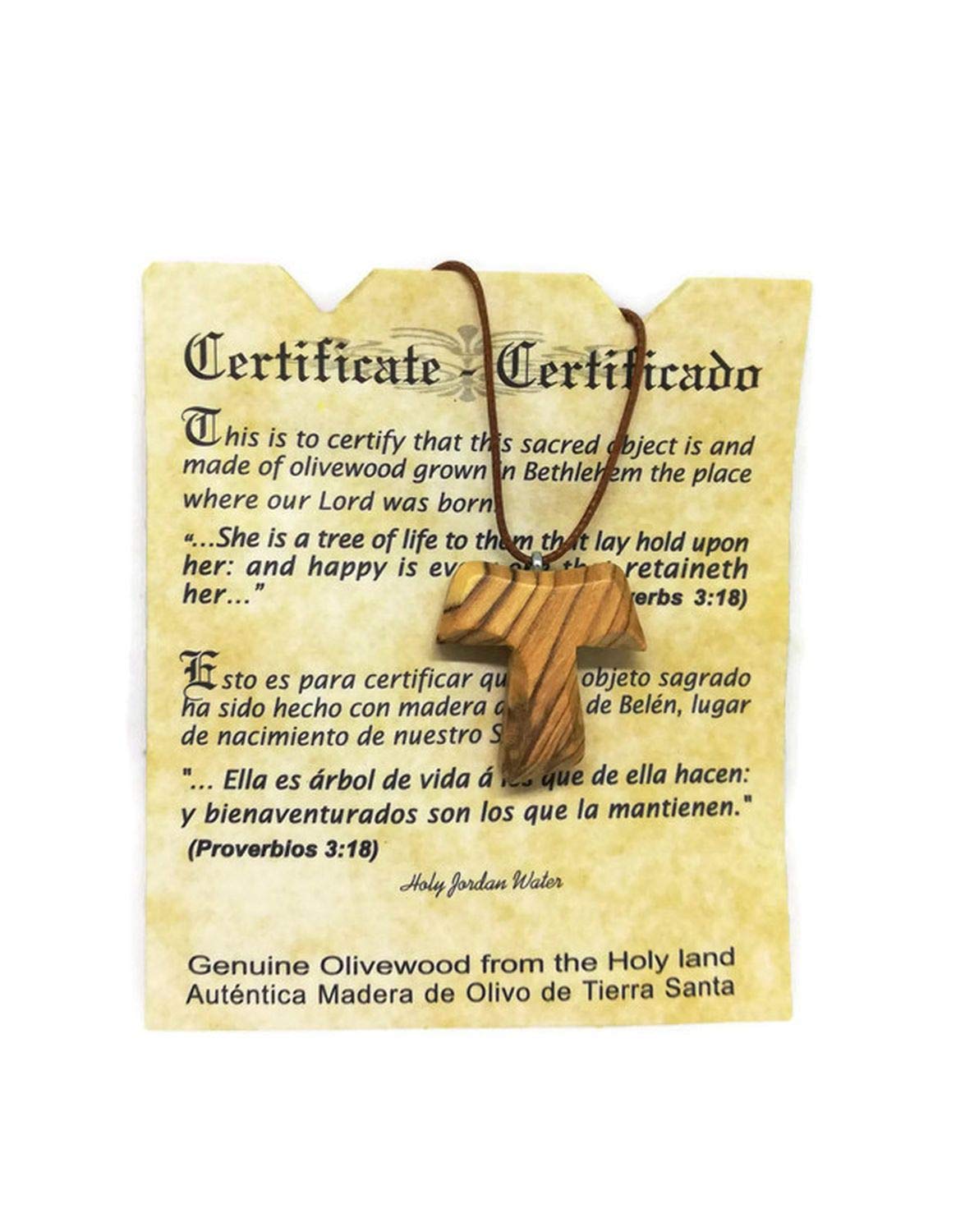 Olive Wood Pendant - Christian Tau Tao Cross Franciscan Design HJW by HolyRoses