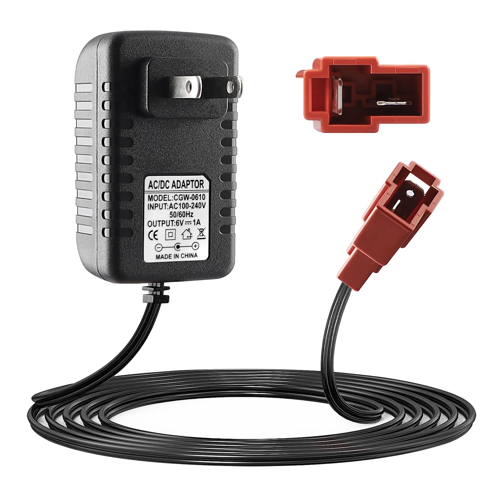 6V Battery Charger for Ride On Toys Car, Compatible with BMX X6, Kid TRAX GMC, Wal-Mart, Moto ATV Quad, Electric Vehicle Power Adapter with Square Plug