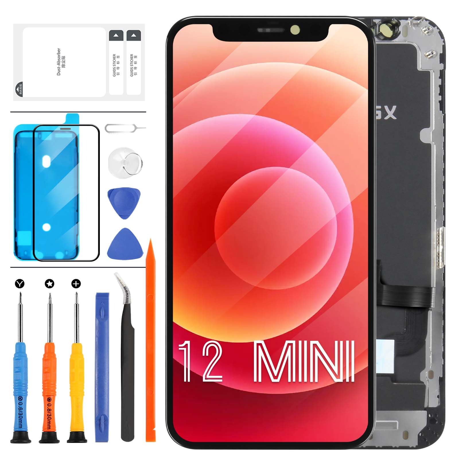 LADYSON OLED LCD Screen for iPhone 12 MINI Screen Replacement [Not LCD], 6.1'' [FULL HD] [COF] for iPhone 12 Mini A2176,A2398,A2400,A2399 Display LCD Touch Screen Digitizer Assembly Black