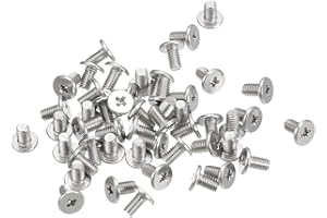 uxcell M3-0.5 x 5mm 100Pcs Flat Round Head Screws 304 Stainless Steel Phillips Drive Machine Screws Hardware Fastener for Furniture Connection