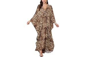 KEYLORTING Women’s Kaftan Beach Cover Up Dress Plus Size Summer Swimsuit Loungewear Maxi Dress