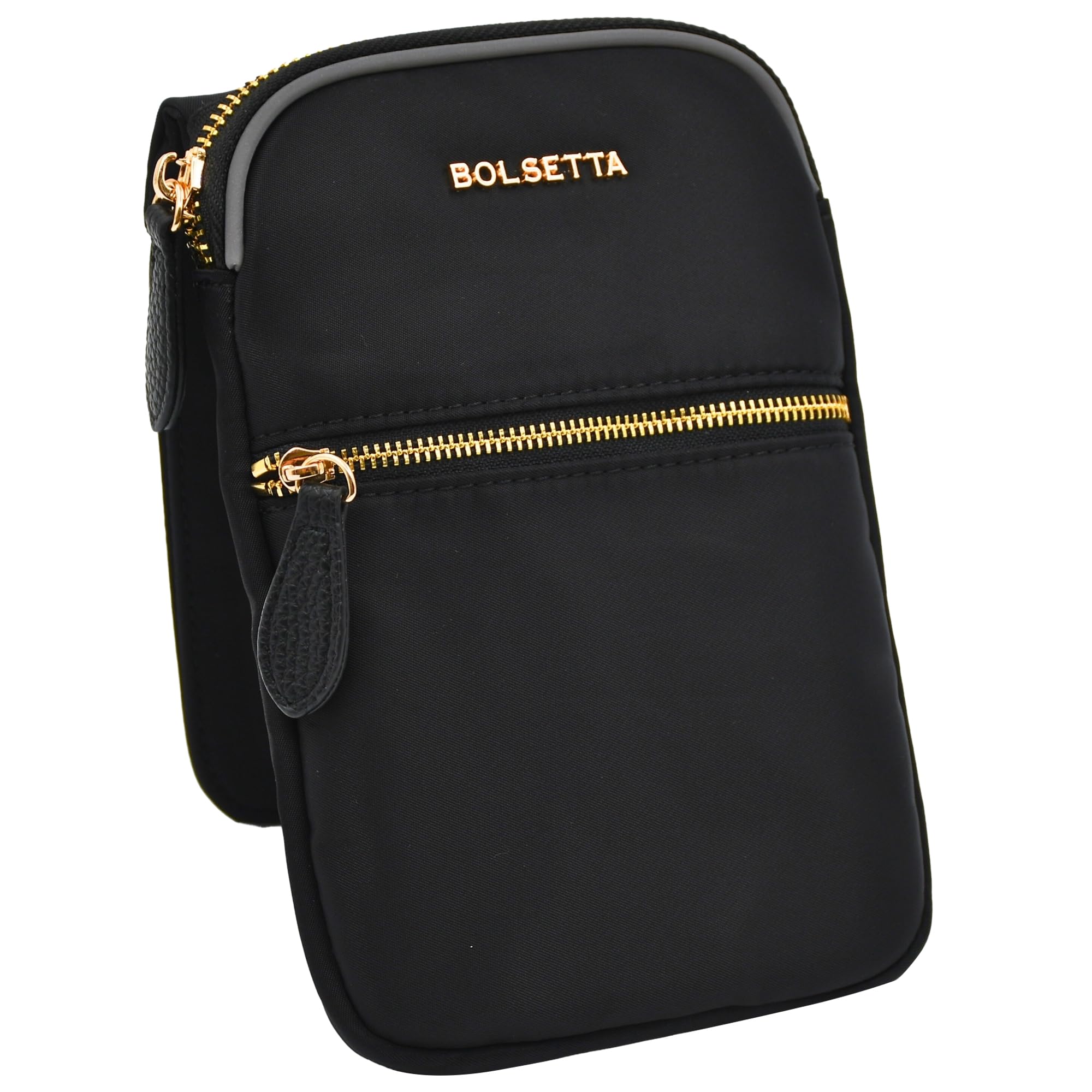 Bolsetta Magnetic Hip Pouch - RFID Blocking Pouch and Key Fob Protector - Zippered Pocket, Magnetic Snaplock Attachment - Lightweight Travel Wallet, Hip Bag for Concerts and Daily Errands - Black