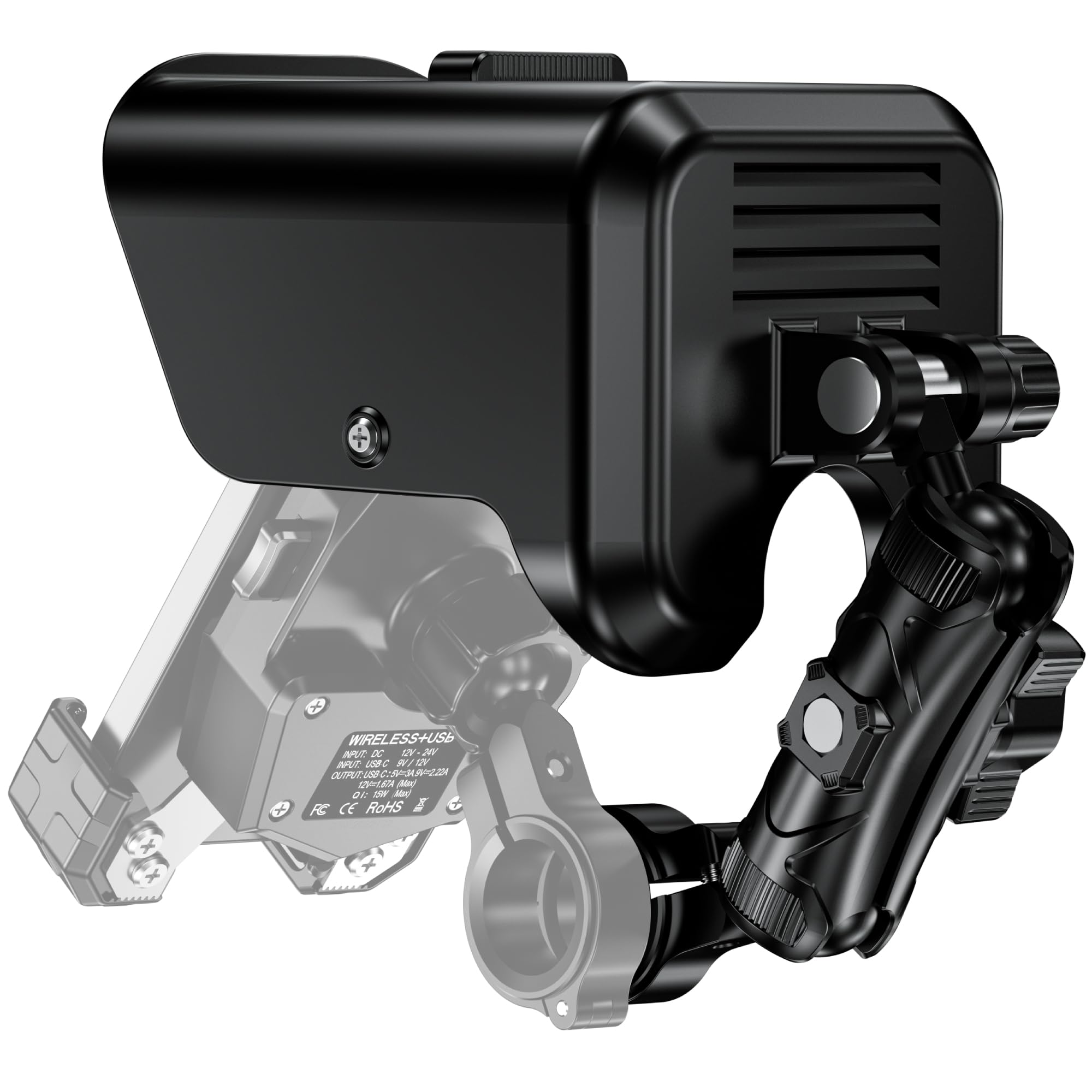 Kaedear(カエディア) バイク サンバイザー 日除け サンシェード 自転車 スマホホルダー 携帯ホルダー スマホ ホルダー スタンド マウント サンバイザー セパレート KDR-V1-M-BK (25.4㎜/ブラック)商品画像