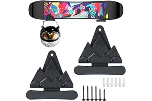 SYAGNOS 2pcs Snowboard Wall Mount with Hooks, Snowboard Skateboard Hanging Wall Rack, Garage Storage Brackets, Snowboard Display Stand, Wall Art (Black＆White)