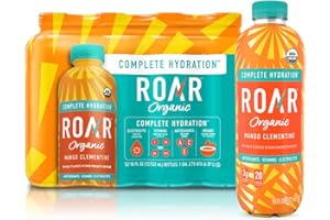Roar Organic Electrolyte Infusions - USDA Organic - Mango Clementine - with Antioxidants, B Vitamins, Low-Calorie, Low-Sugar, Low-Carb, Coconut Water Infused Beverage 18 Fl Oz (Pack of 12)