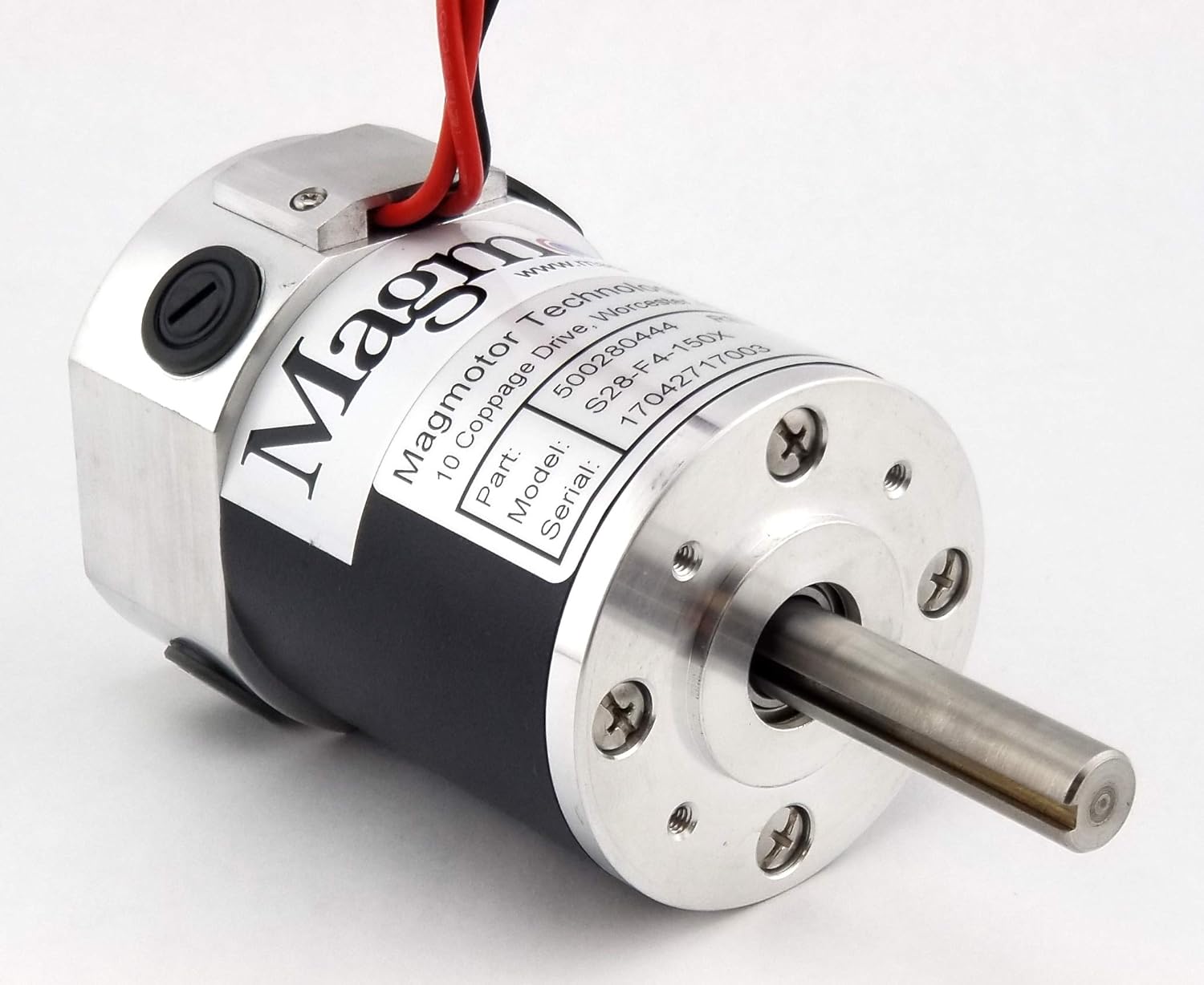Magmotor, S28-F4-150X, 500280444, Combat Motor, 24 VDC, 6100 RPM, Slim Design, Brushed Servo Motor, DC Electric Motor